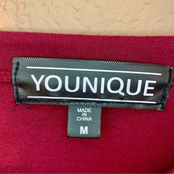 Younique T-Shirt Dress Medium Burgundy Jersey Style White Stripes Short Sleeves - Picture 4 of 4